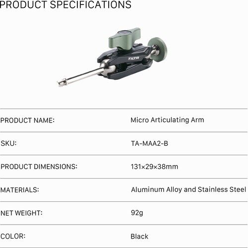 Tilta Micro Articulating Arm – Black