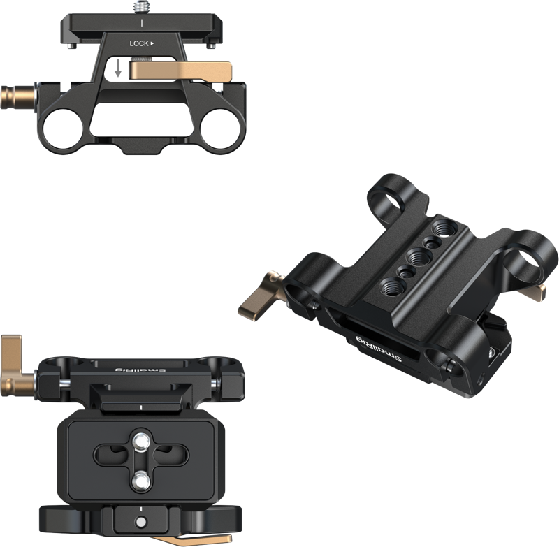 SMALLRIG 6761 Arca-Type Mount Plate with 15mm Dual Rod Clamp