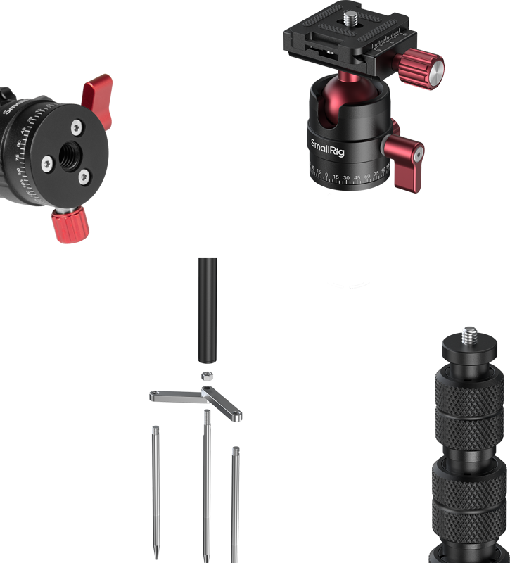 SMALLRIG 6397 Monopod with Triple Ground Spikes and Panoramic Ball Head with Arca-Swiss Plate