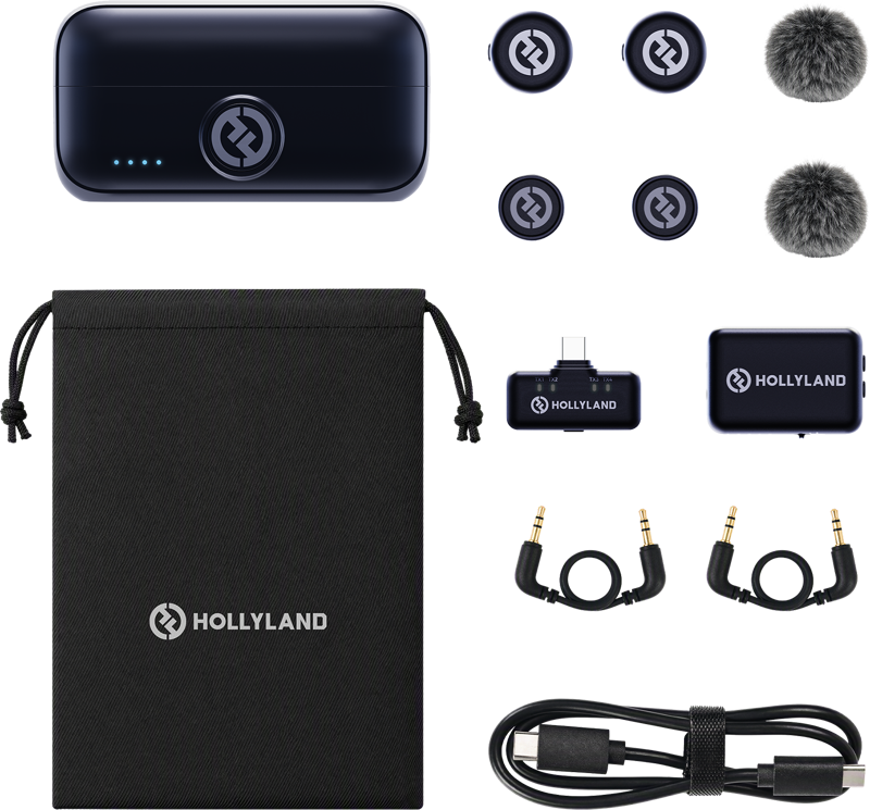 HOLLYLAND Lark M3 Combo 2TX&2RX with USB-C and Camera RX and 2 x Wireless Microphone