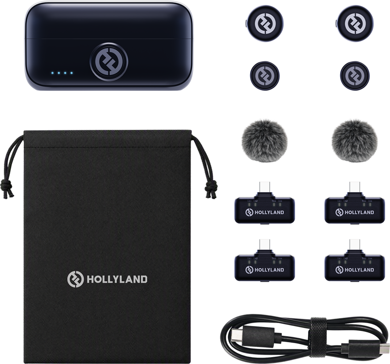 HOLLYLAND Lark M3 Combo 2TX&4RX with 4 x USB-C RX and 2 x Wireless Microphone