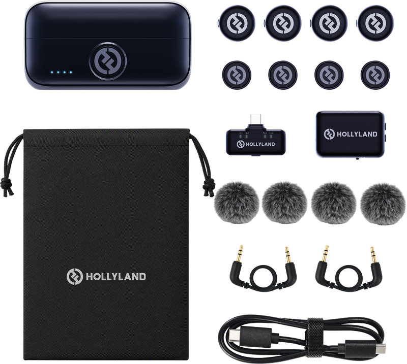 HOLLYLAND Lark M3 Combo 4TX&2RX USB-C and Camera RX and 4 x Wireless Microphone
